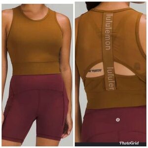 Lululemon Rich Caramel Mesh Back Crop Tank Training Top Women’s Size 8